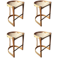 Set of Four American Studio Craft Counter Stools