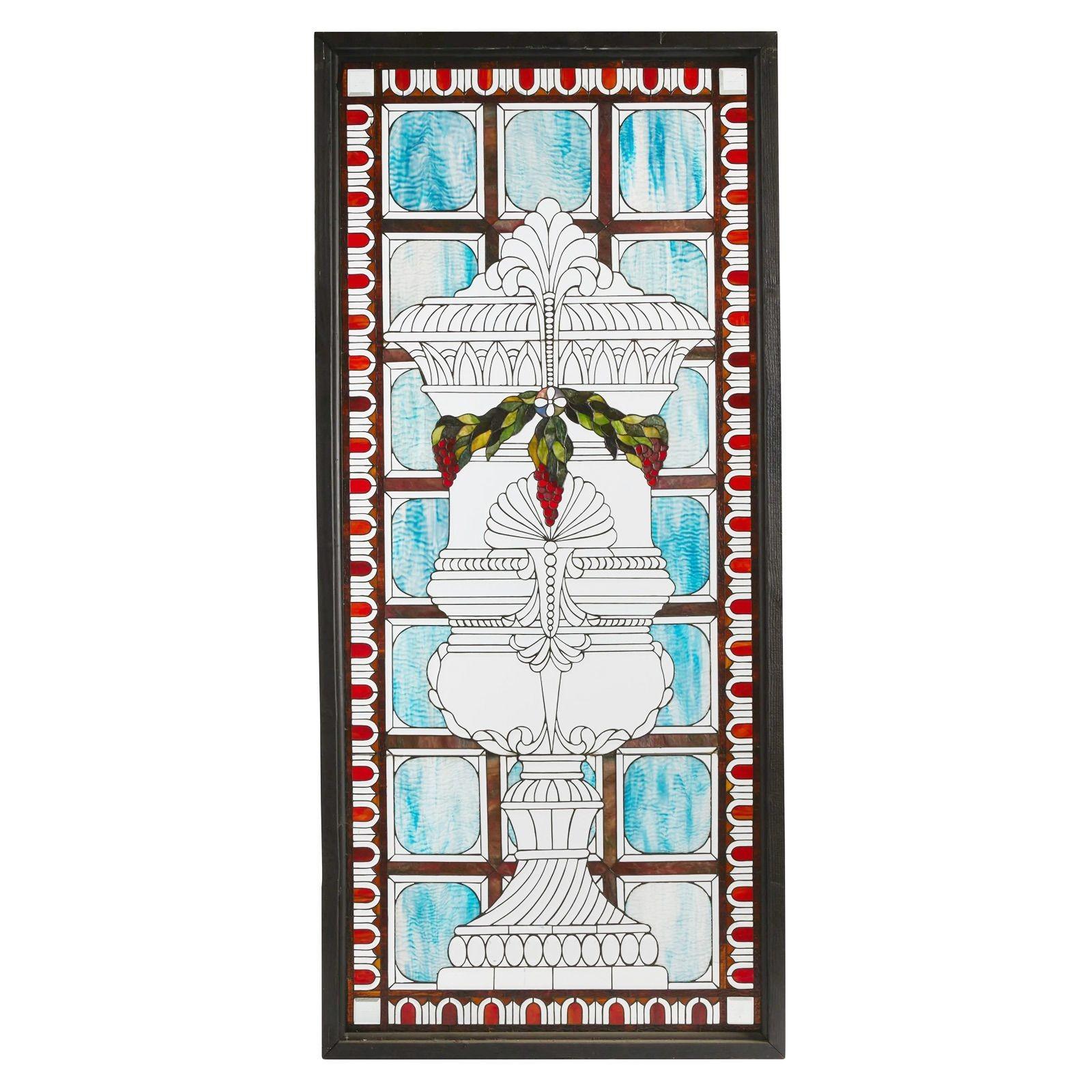 Set of Four American Victorian Leaded Glass Windows For Sale 6