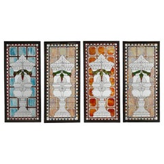 Set of Four American Victorian Leaded Glass Windows