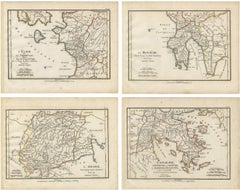 Set of Four Ancient Peloponnese and Greek Islands Maps, Tardieu, 1825