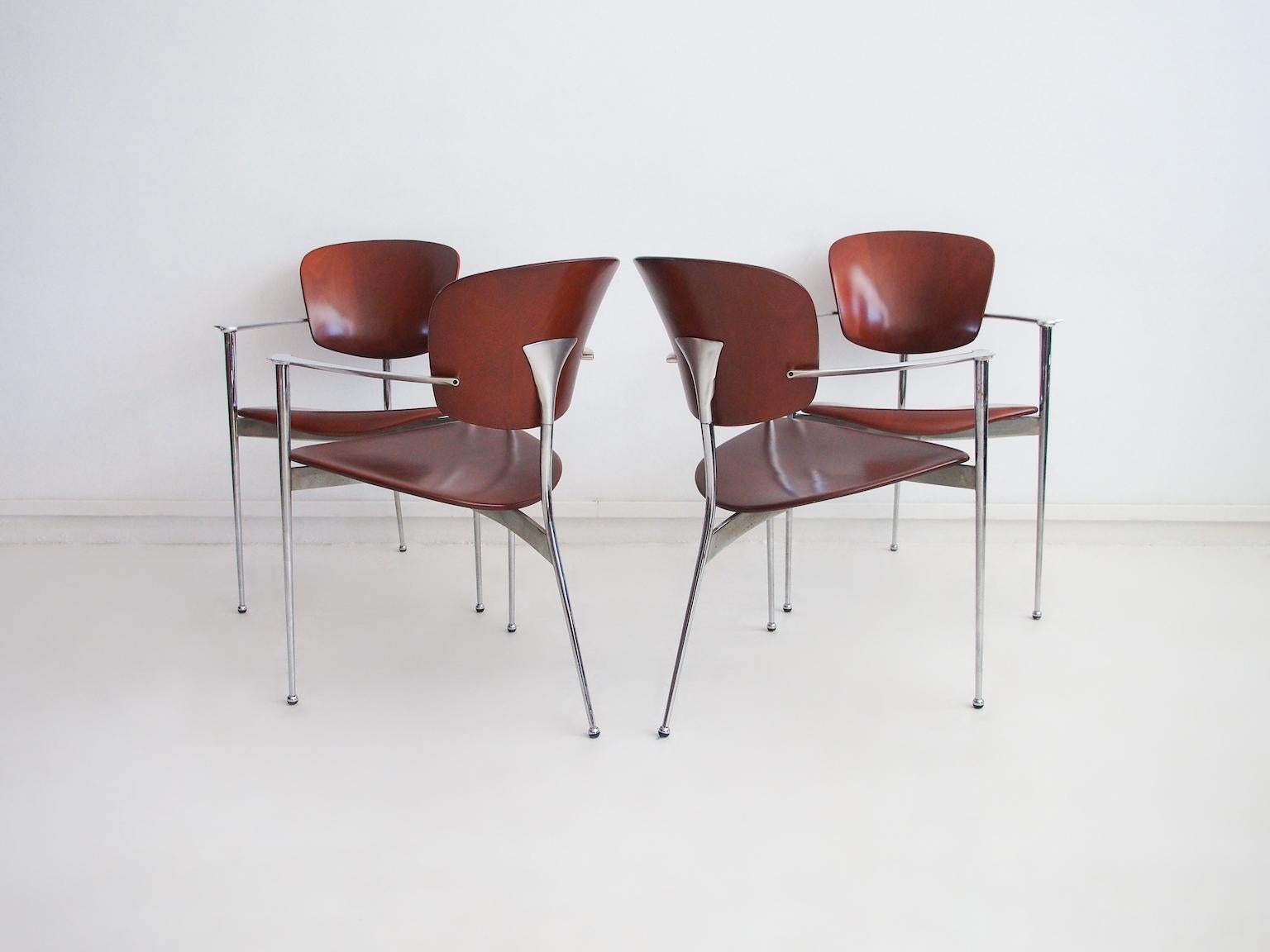 Set of Four Andrea Chairs by Josep Llusca for Andreu World 4