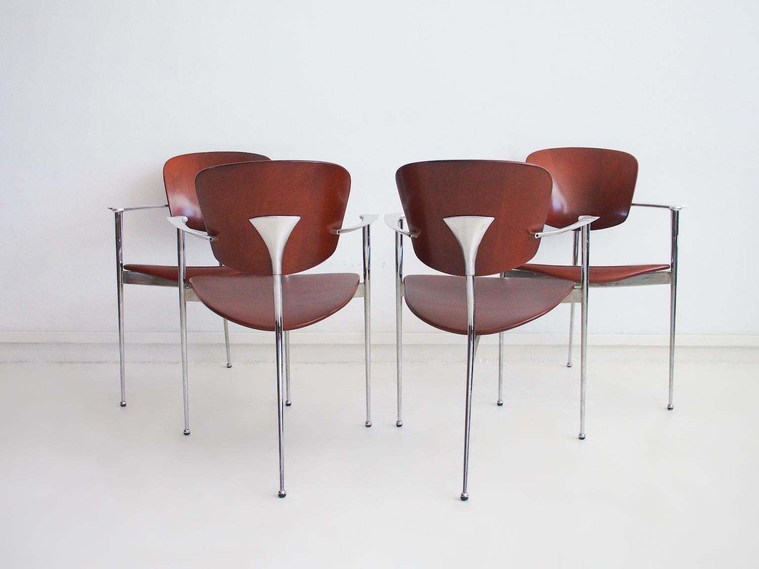 Set of Four Andrea Chairs by Josep Llusca for Andreu World 6