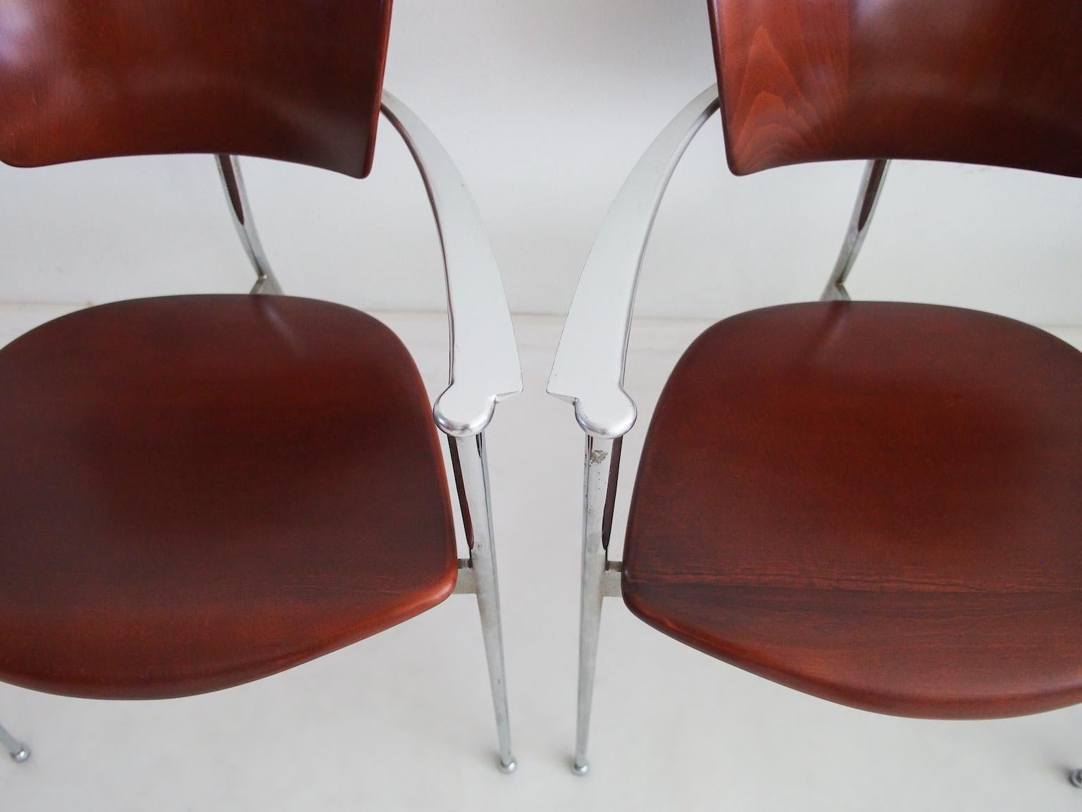 Steel Set of Four Andrea Chairs by Josep Llusca for Andreu World