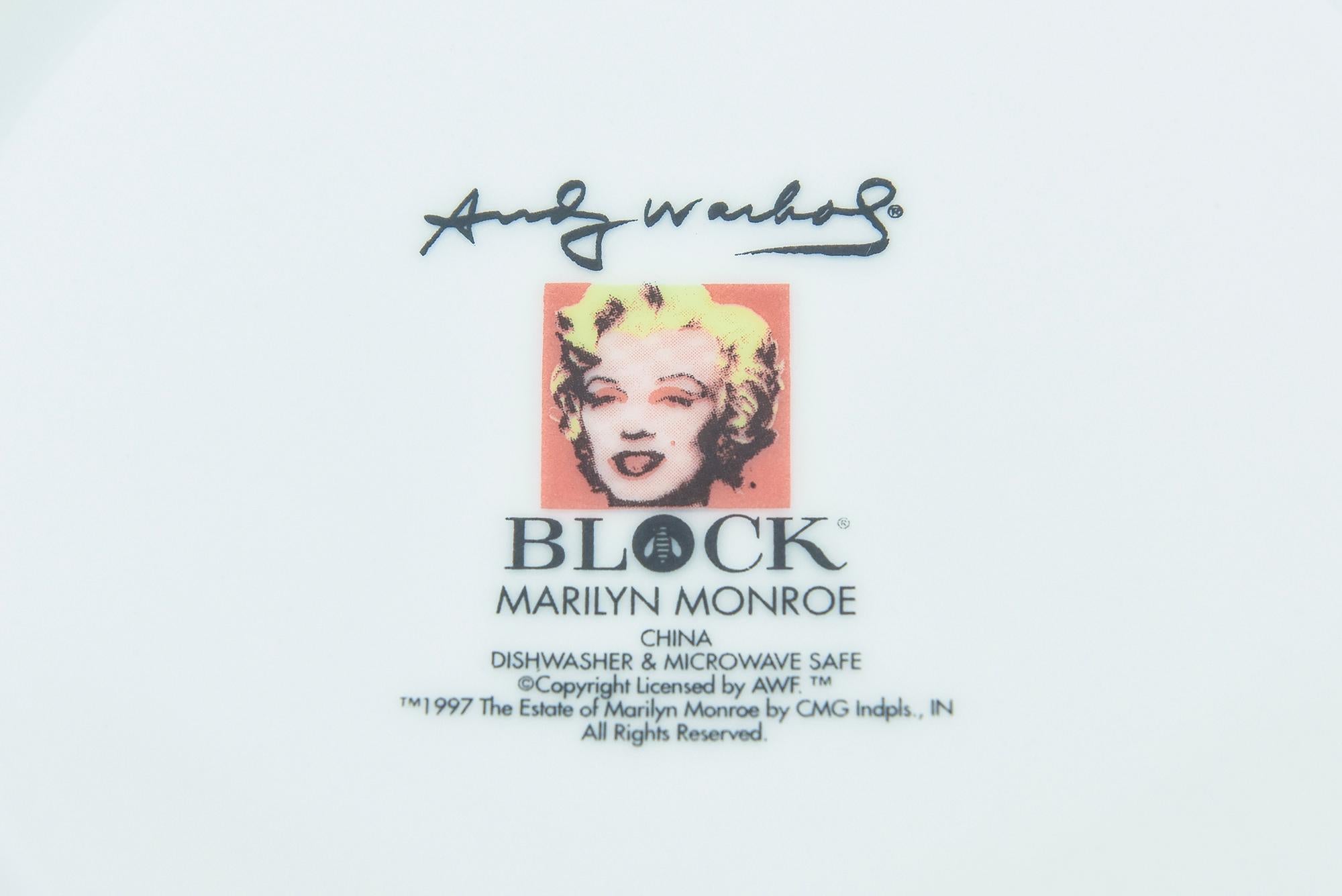 Set of Four Andy Warhol Marilyn Monroe Bone China Plates By Block For Sale 4