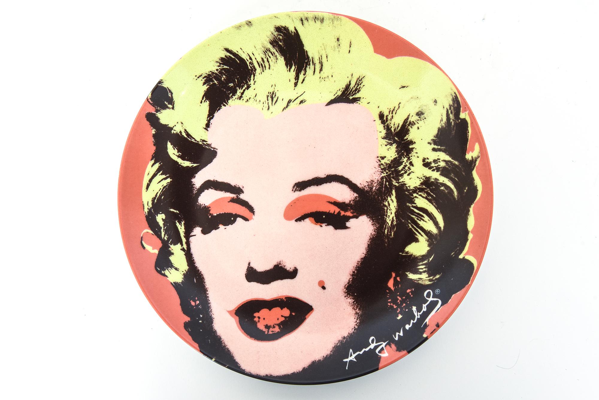 Modern Set of Four Andy Warhol Marilyn Monroe Bone China Plates By Block For Sale