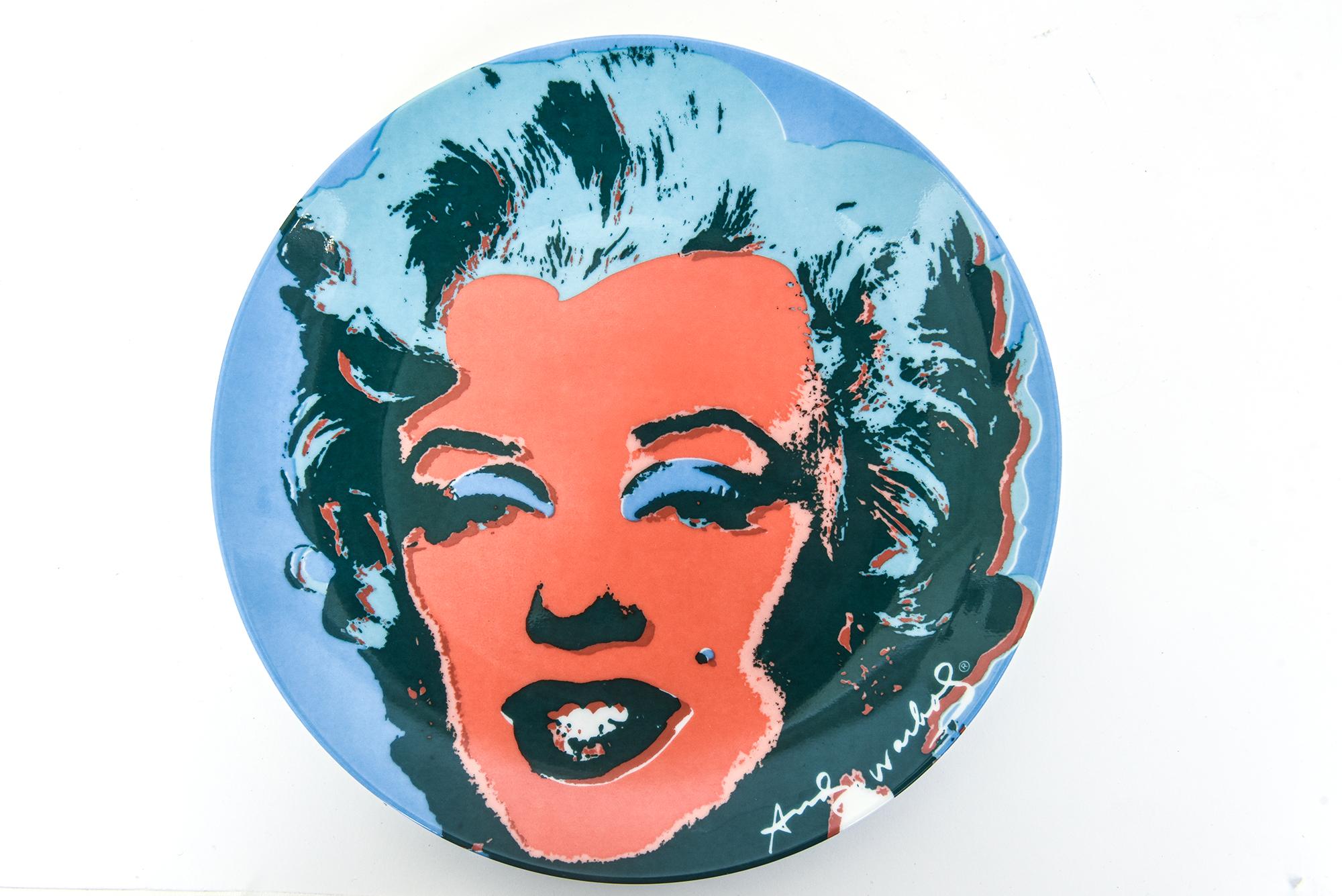 Porcelain Set of Four Andy Warhol Marilyn Monroe Bone China Plates By Block For Sale