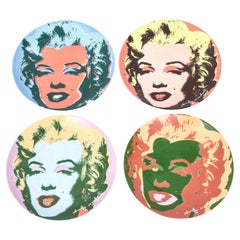 Vintage Set of Four Andy Warhol Marilyn Monroe Bone China Plates By Block