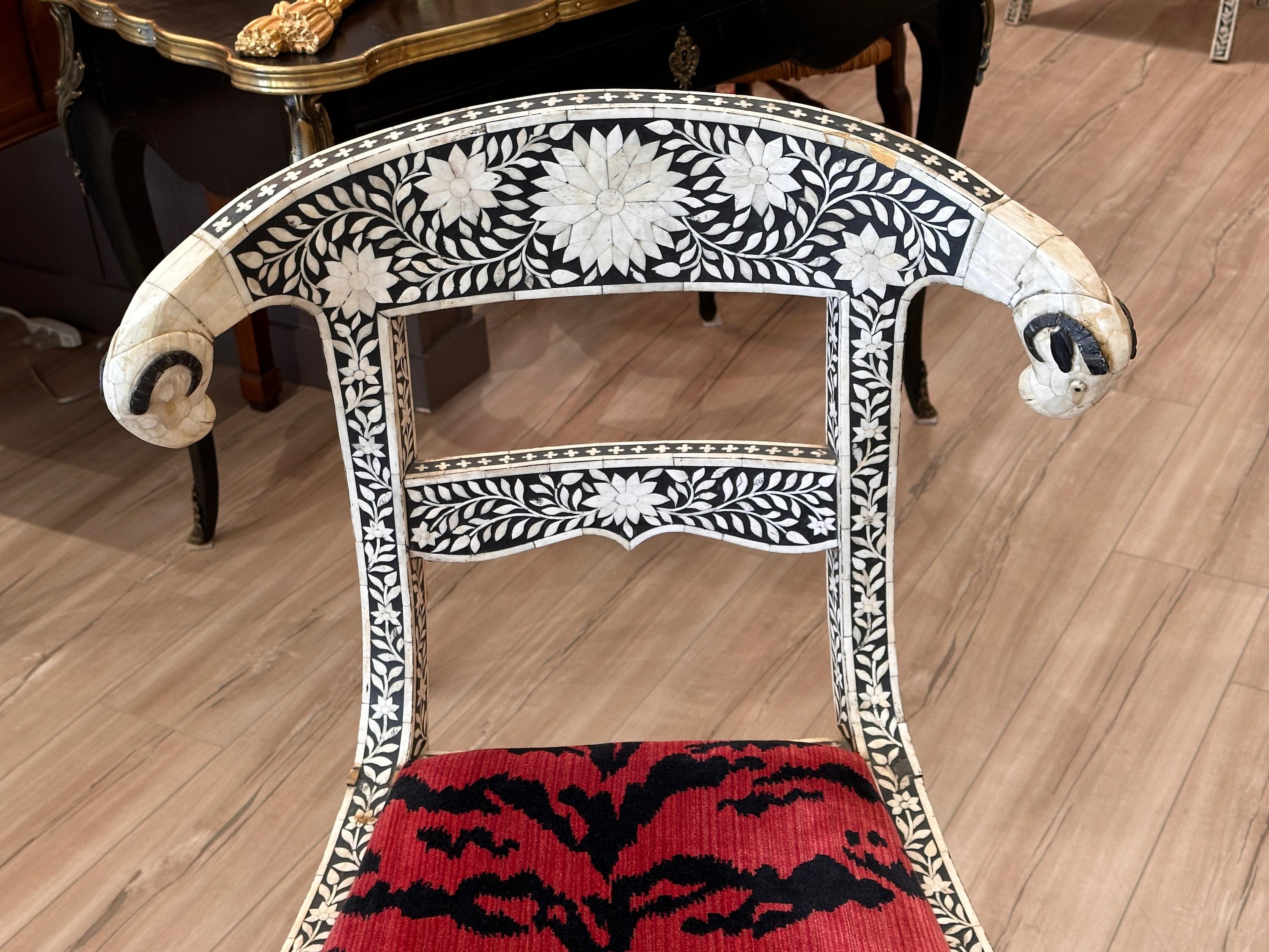 Set of Four Anglo-Indian Bone and Ebony Inlaid Sidechairs In Good Condition In Kilmarnock, VA