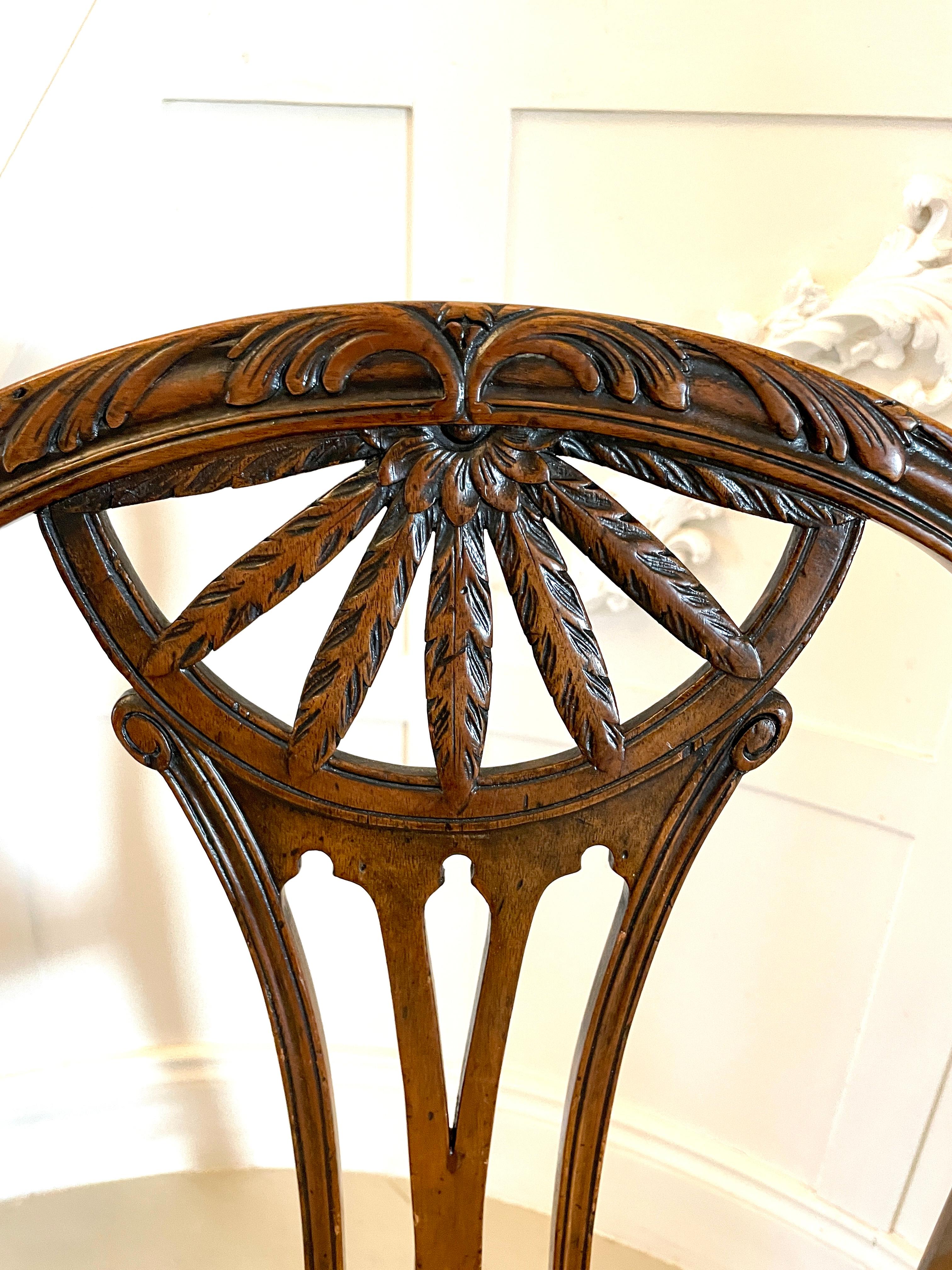 Set of Four Antique 19th Century Quality Carved Mahogany Dining Chairs  For Sale 1