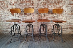 Set of Four Antique Adjustable Bar Stools
