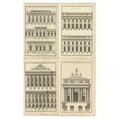 Set of Four Antique Architecture Prints of Palace Facades by Neufforge