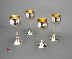 Set of four Antique Austrian Shots Beakers solid 900 Silver / 142 gr