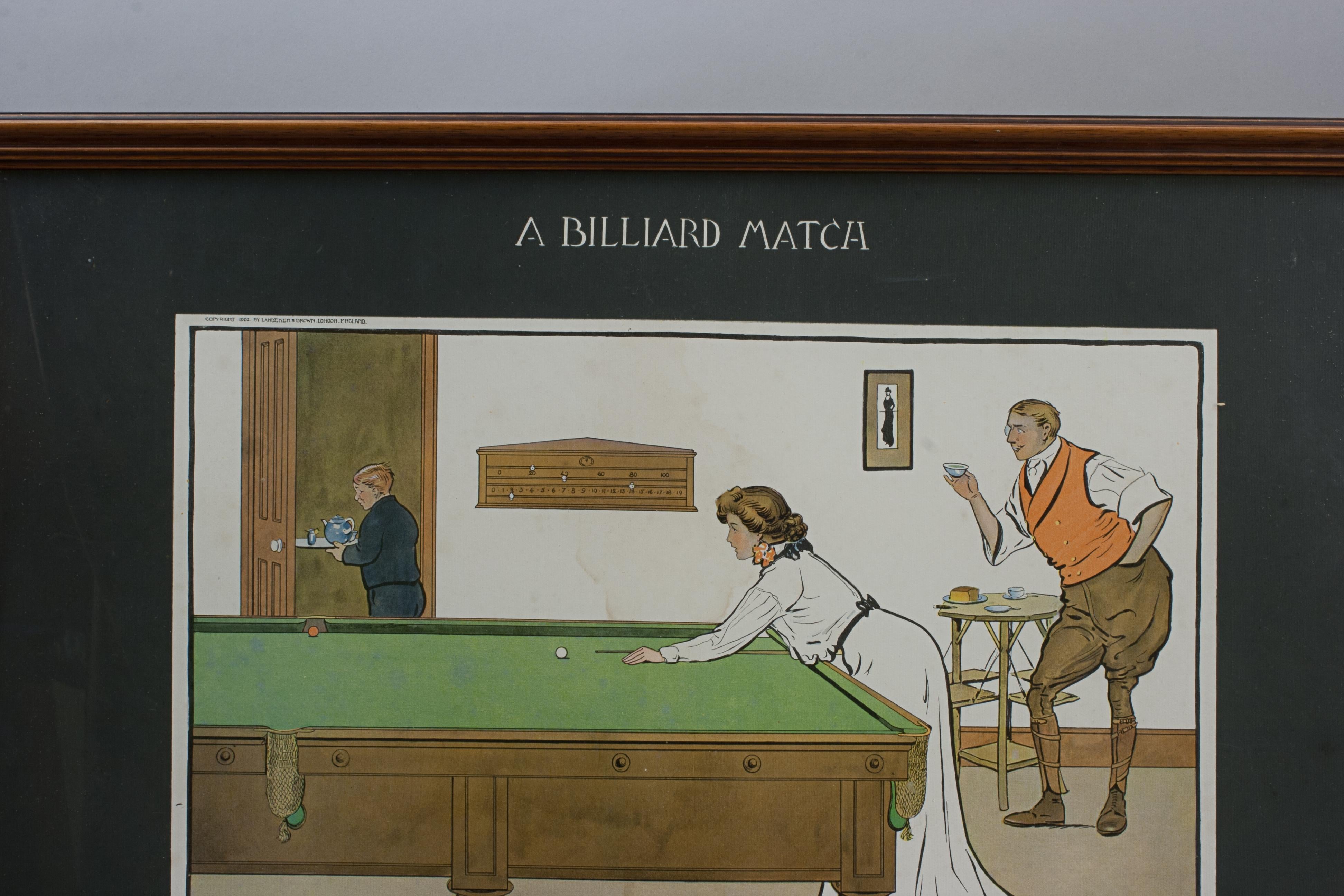 Set von vier antiken Billiard-Druckdrucken im Angebot 3