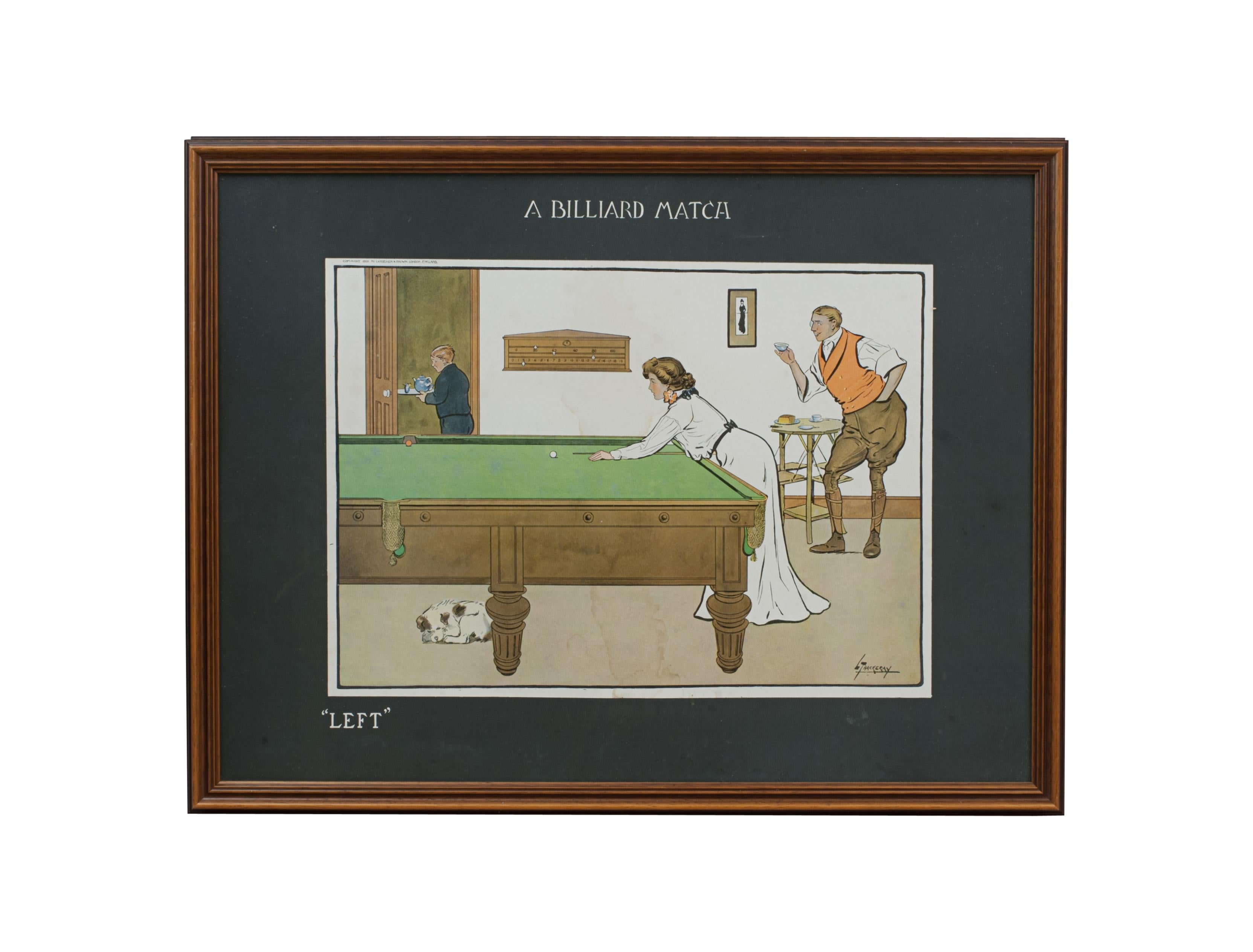 Set von vier antiken Billiard-Druckdrucken (Jagdkunst) im Angebot