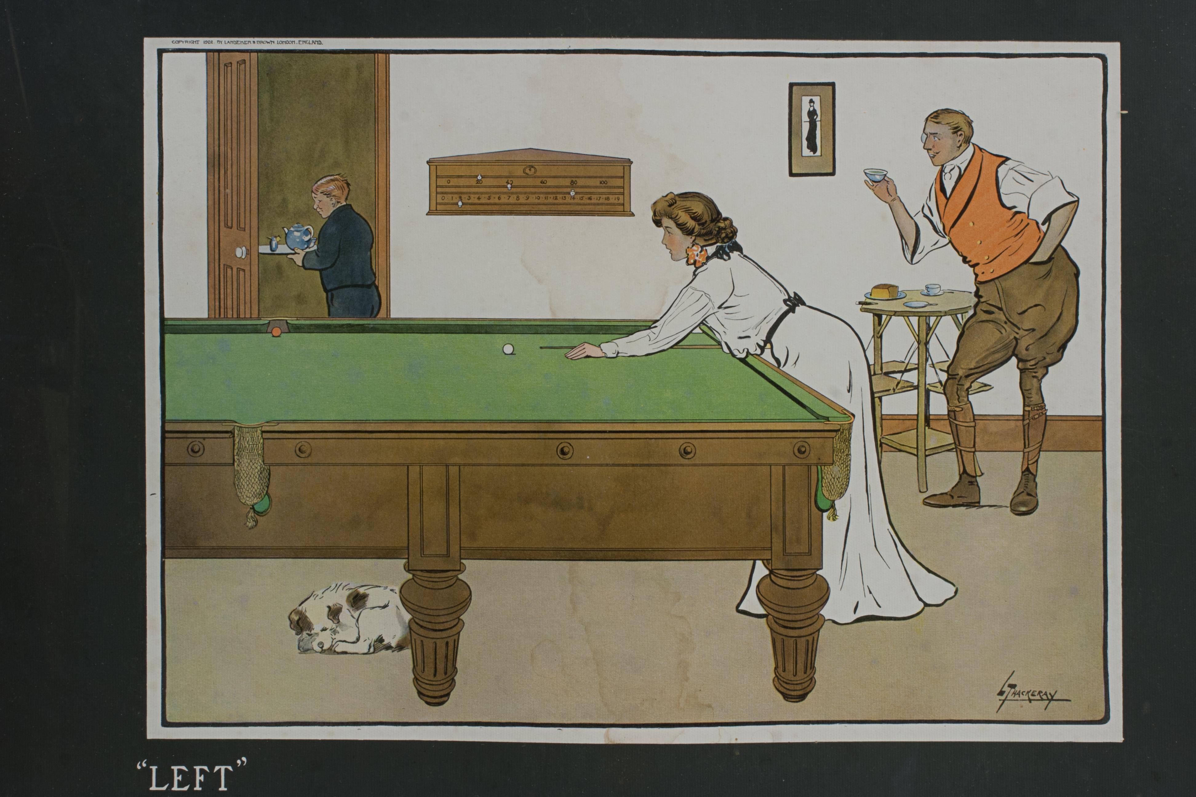 Set von vier antiken Billiard-Druckdrucken im Angebot 2
