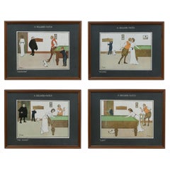 Set Of Four Antique Billiard Prints
