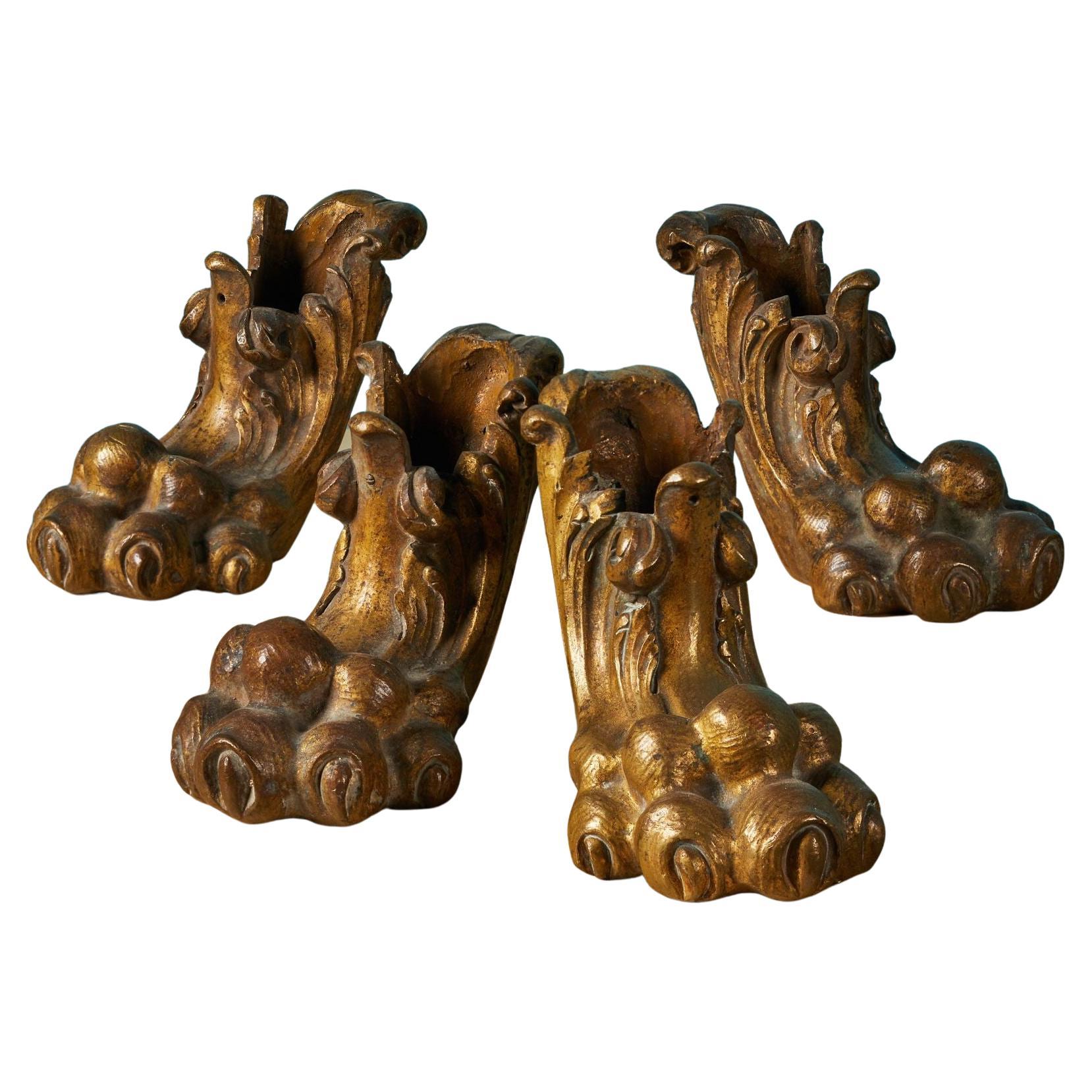 Set of Four Antique Bronze Paws