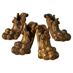 Set of Four Antique Bronze Paws