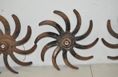 Set of Four Antique Cast Iron Plow Blades Wall or Ceiling Sconces