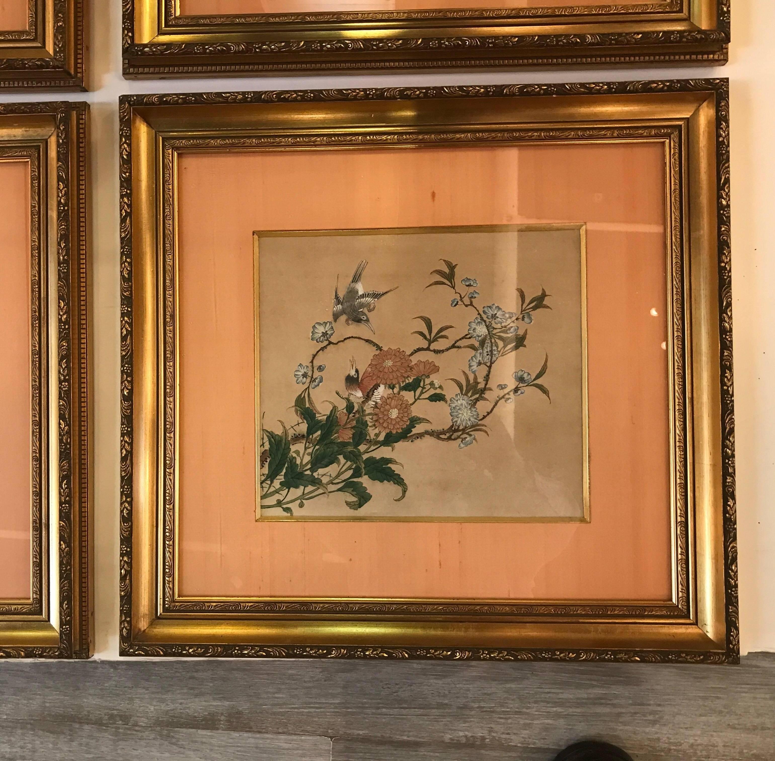 Chinese Export Set of Four Antique Chinese Watercolors, circa 1800