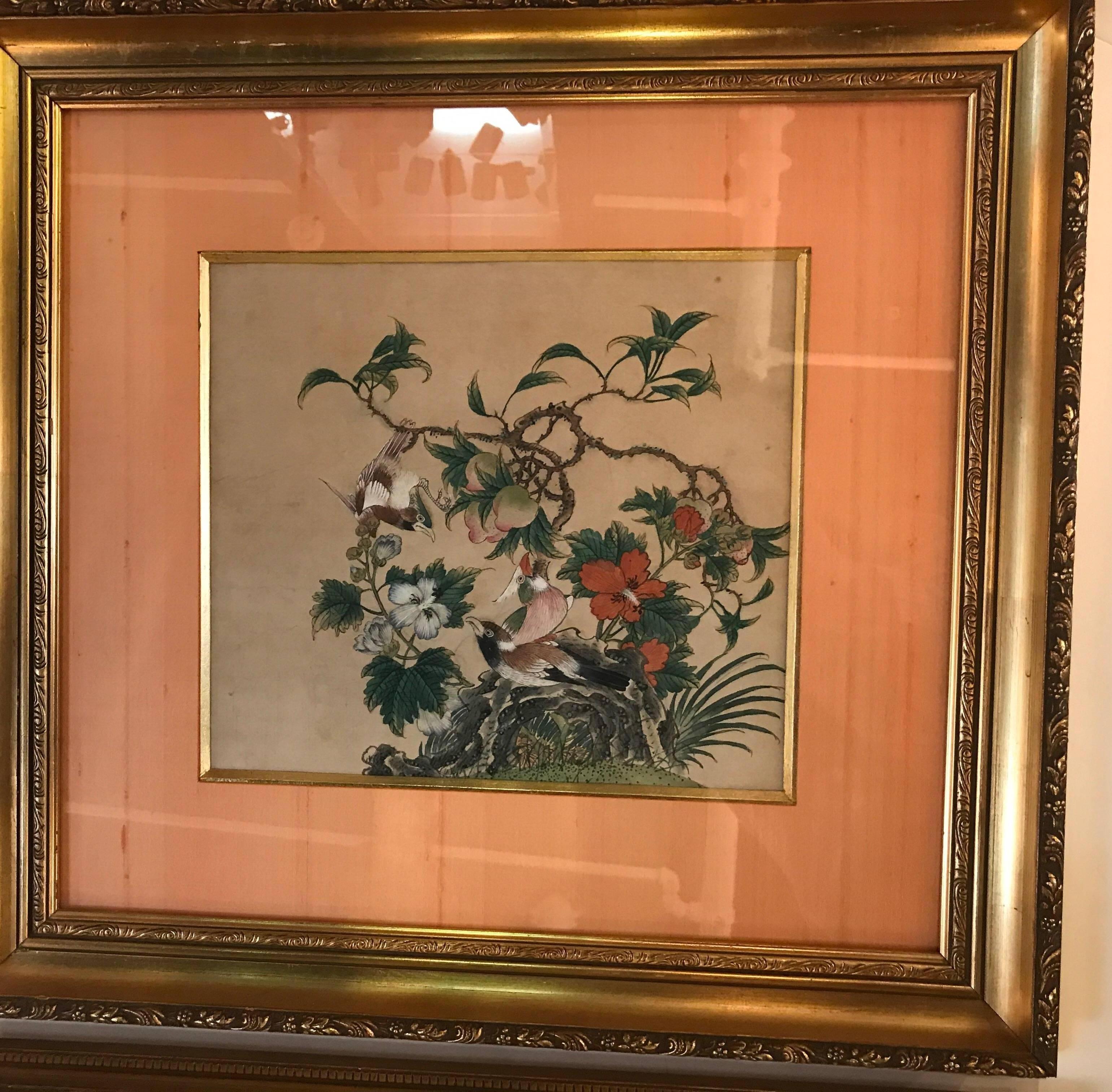 Early 19th Century Set of Four Antique Chinese Watercolors, circa 1800
