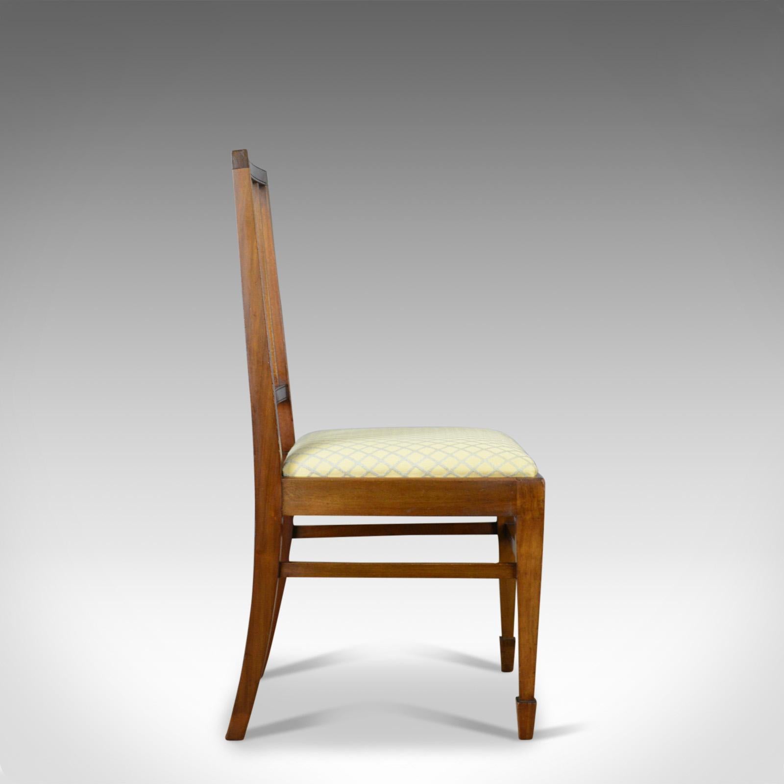 English Set of Four Antique Dining Chairs, Mahogany, Edwardian Sheraton Revival