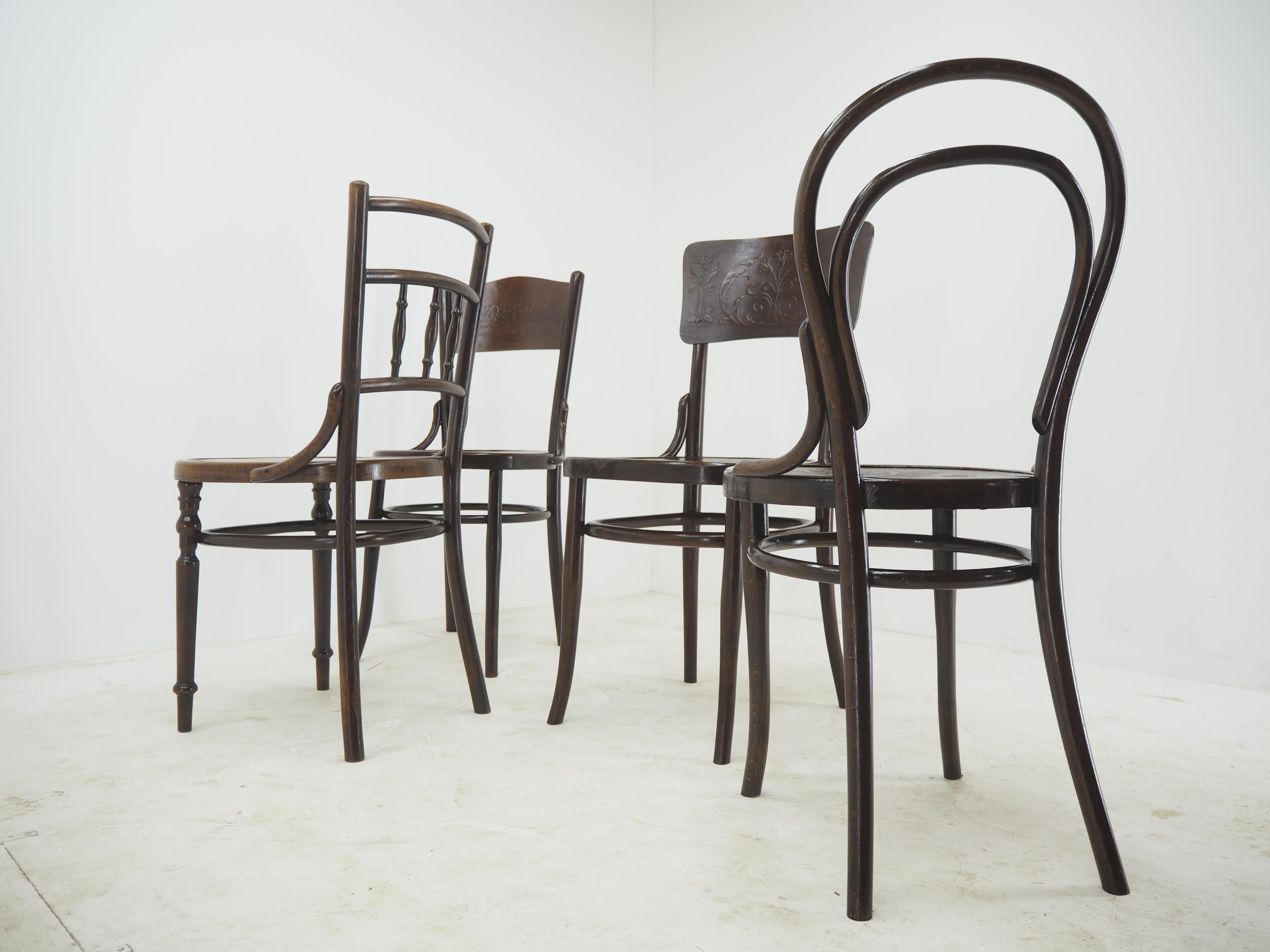 Set of Four Antique Dining Chairs, Thonet, 1920s 3