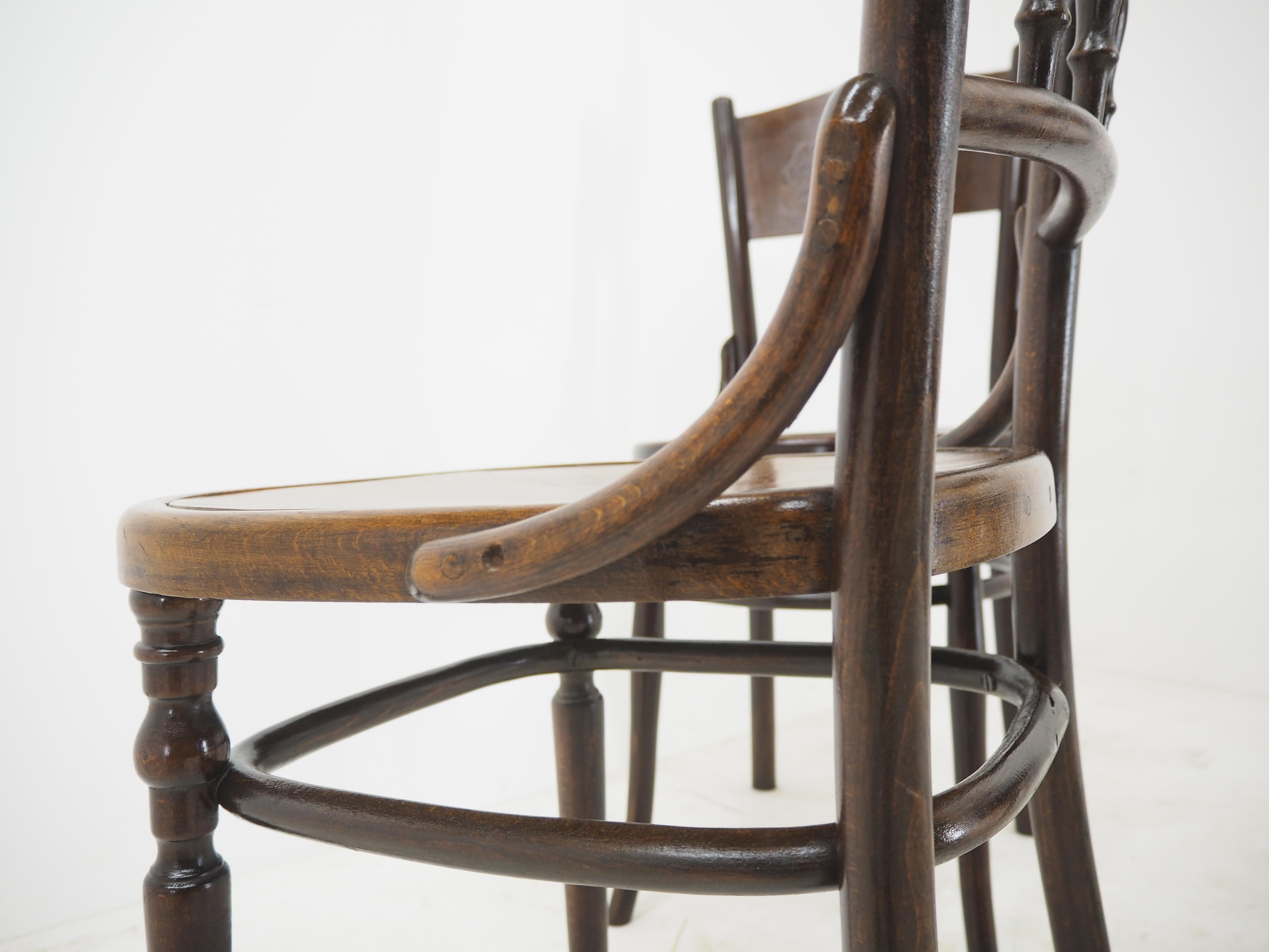 Set of Four Antique Dining Chairs, Thonet, 1920s 5