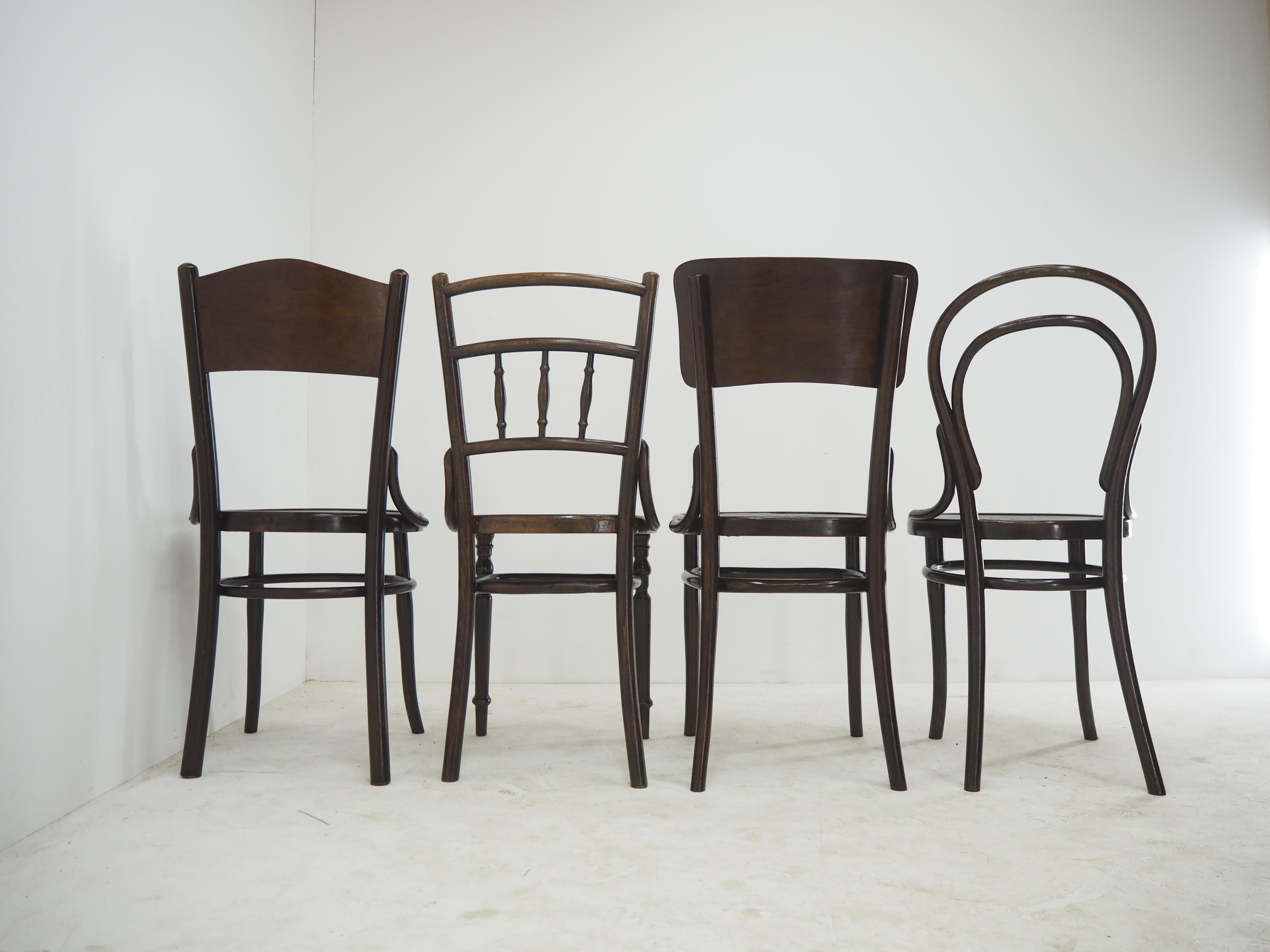 Set of Four Antique Dining Chairs, Thonet, 1920s 1