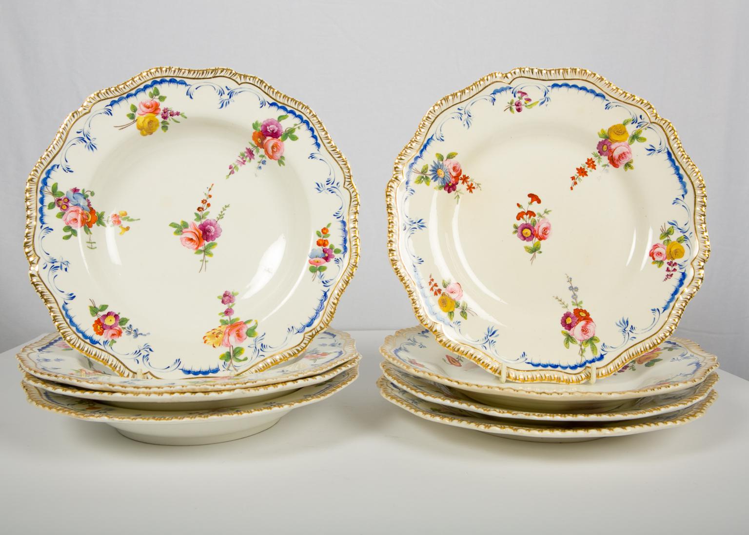 Set of Four Antique Dinner Plates Made by Coalport in the Early 19th Century 1