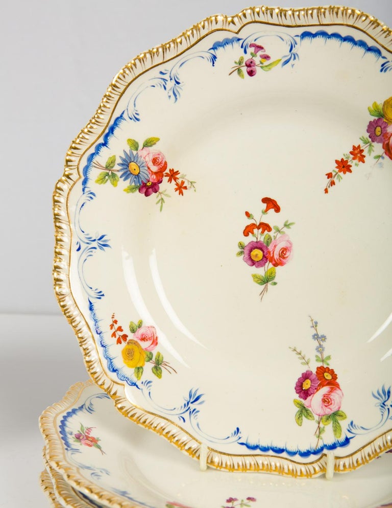 Set of Four Antique Dinner Plates Made by Coalport in the Early 19th