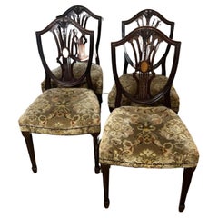 Set of four Antique Edwardian quality inlaid mahogany dining chairs 