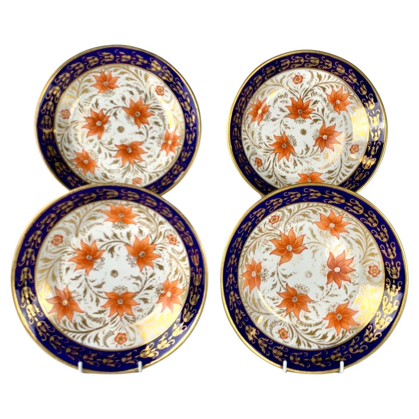 Set of Four Antique English Porcelain Bowls in Imari Style by Coalport Ca. 1825