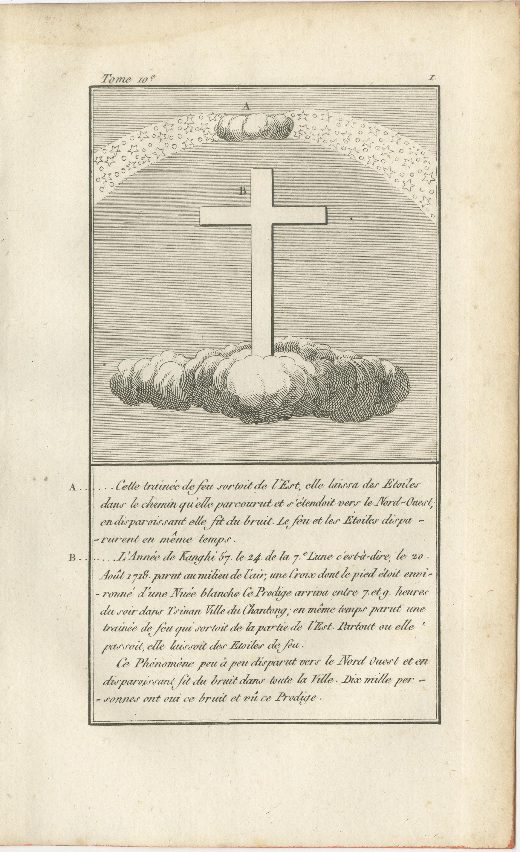 Conjunto de cuatro grabados antiguos de cruces luminosas en el cielo de China, c.1790

Este notable conjunto de cuatro grabados antiguos registra fenómenos celestes extraordinarios observados en China a principios del siglo XVIII, tal como se
