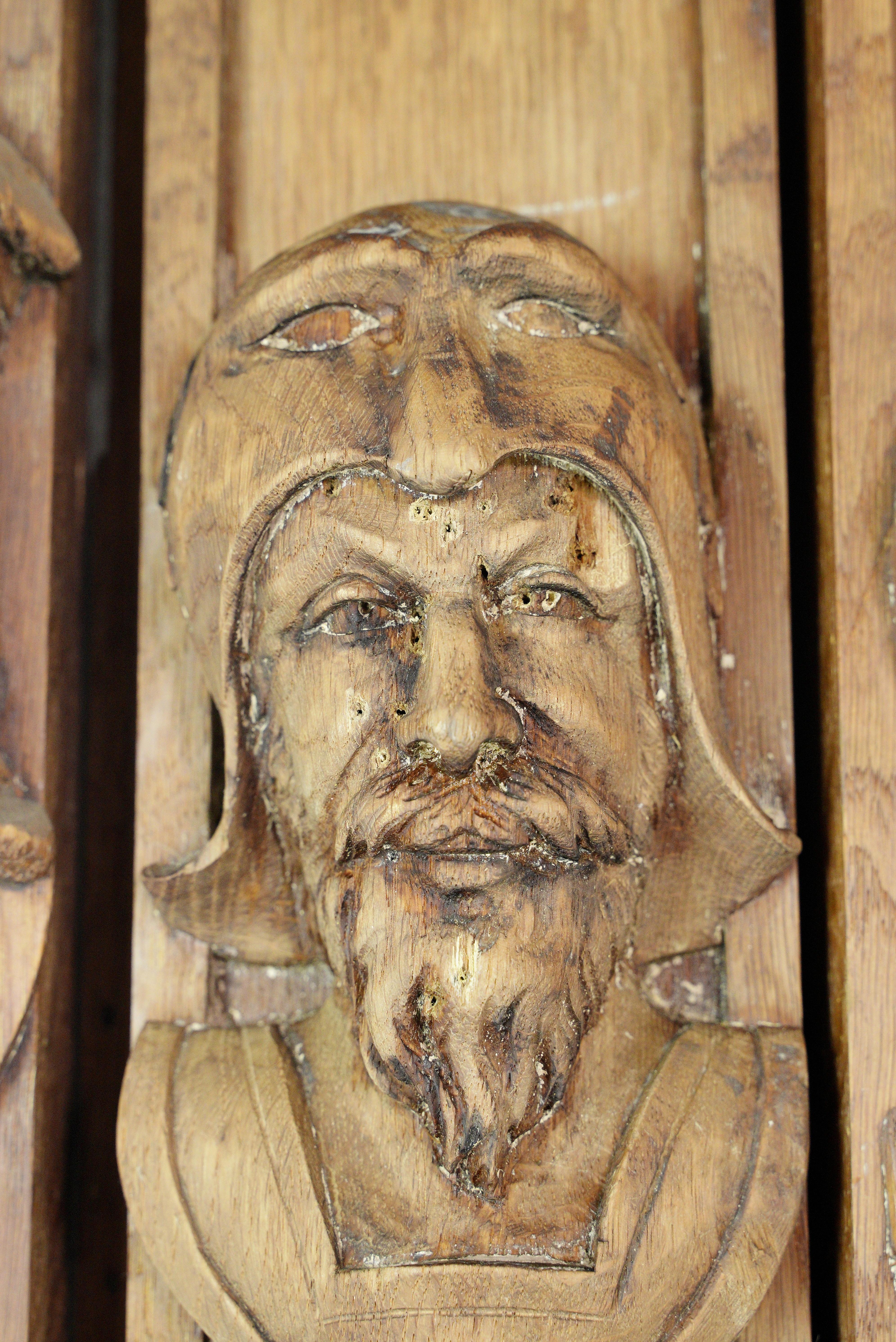 Set of Four Antique Figural Solid Chestnut Door Pilasters 4