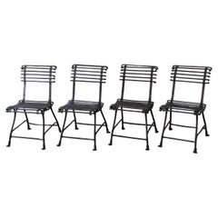 Satz von vier antiken französischen Arras-Gartenstühlen mit Krallenfüßen