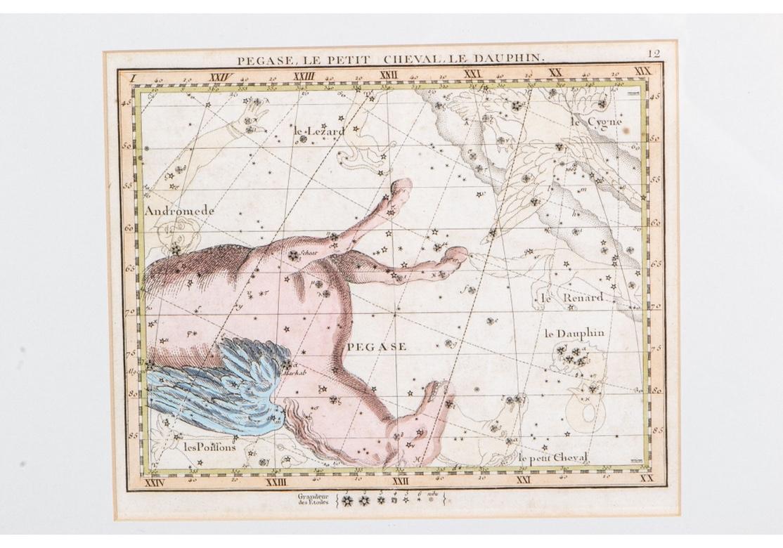 Européen Ensemble de quatre gravures célestes françaises anciennes de John Flamsteed intitulées « Atlas Celesteed » en vente