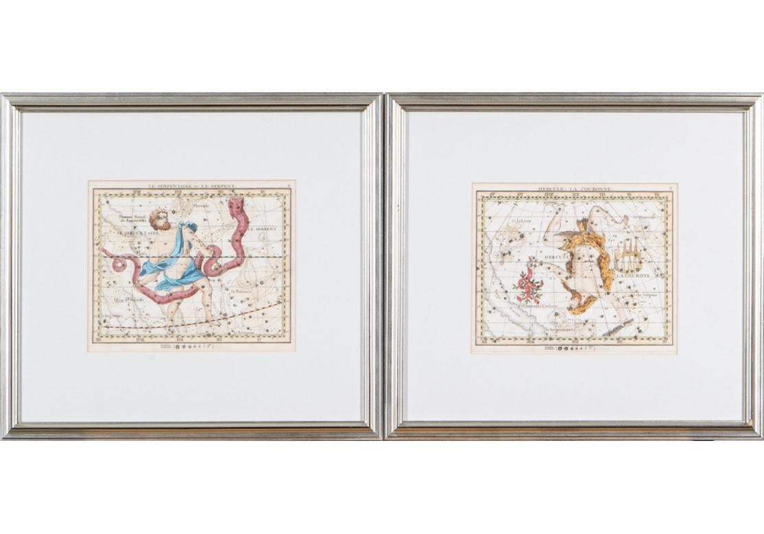 Papier Ensemble de quatre gravures célestes françaises anciennes de John Flamsteed intitulées « Atlas Celesteed » en vente