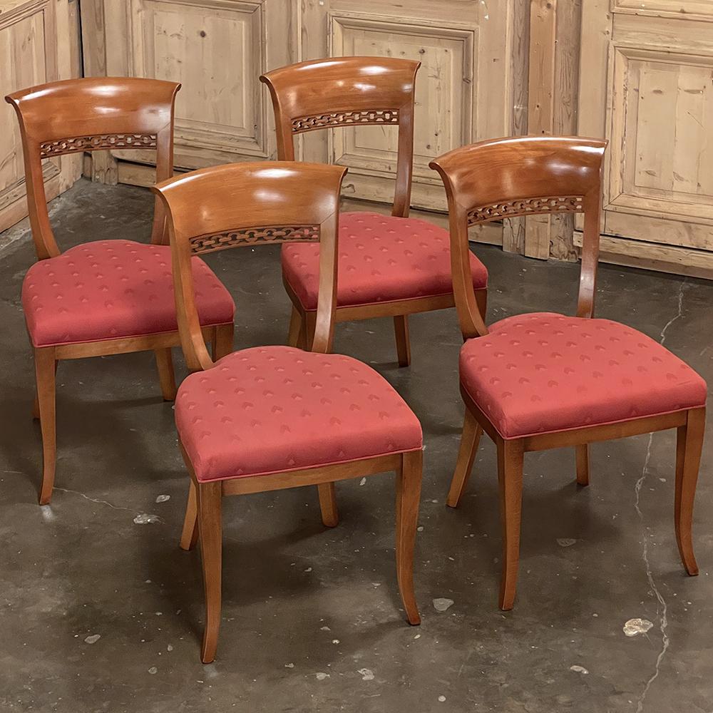 Hand-Crafted Set of Four Antique French Directoire Style Chairs in Maple For Sale