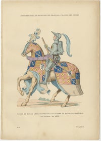 Set of Four Antique French Medieval Military Costume Prints, circa 1860, view 4