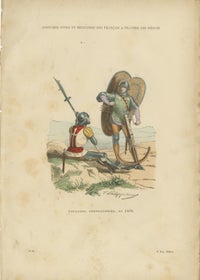 Set of Four Antique French Medieval Military Costume Prints, circa 1860, view 5