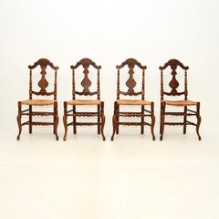 Set of Four Antique French Provincial Walnut Dining Chairs