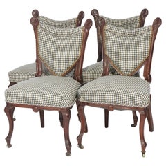 Set of Four Antique French Style Carved Mahogany Side Chairs, circa 1920