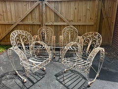 Set of Four Antique French Wrought Iron Garden Chairs  Jean-Charles Moreau style