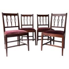 Set Of Four Antique George III Mahogany Dining Chairs, Hepplewhite Design C.1800