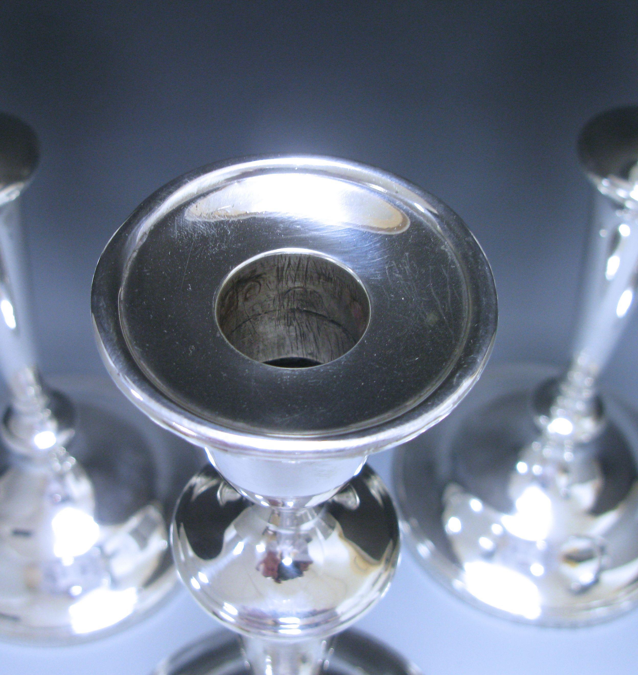 English Set of Four Antique George III Sterling Silver Candlesticks For Sale