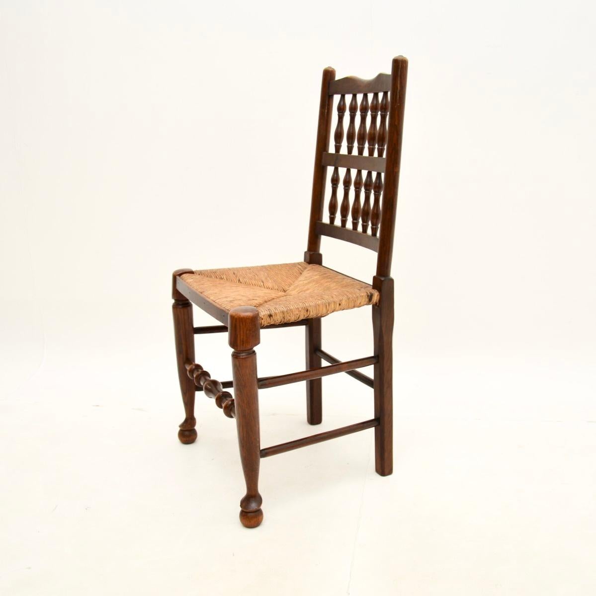 Early 19th Century Set of Four Antique Georgian Lancashire Dining Chairs in Elm