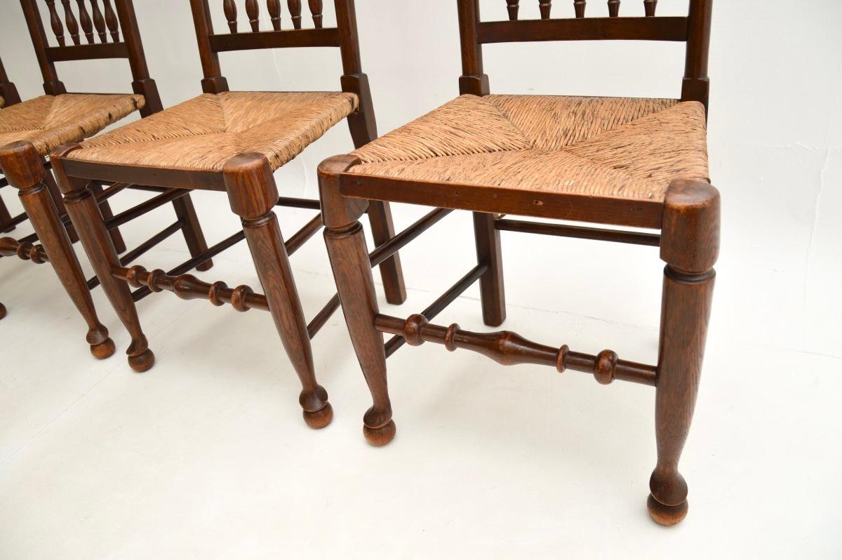 Set of Four Antique Georgian Lancashire Dining Chairs in Elm 2