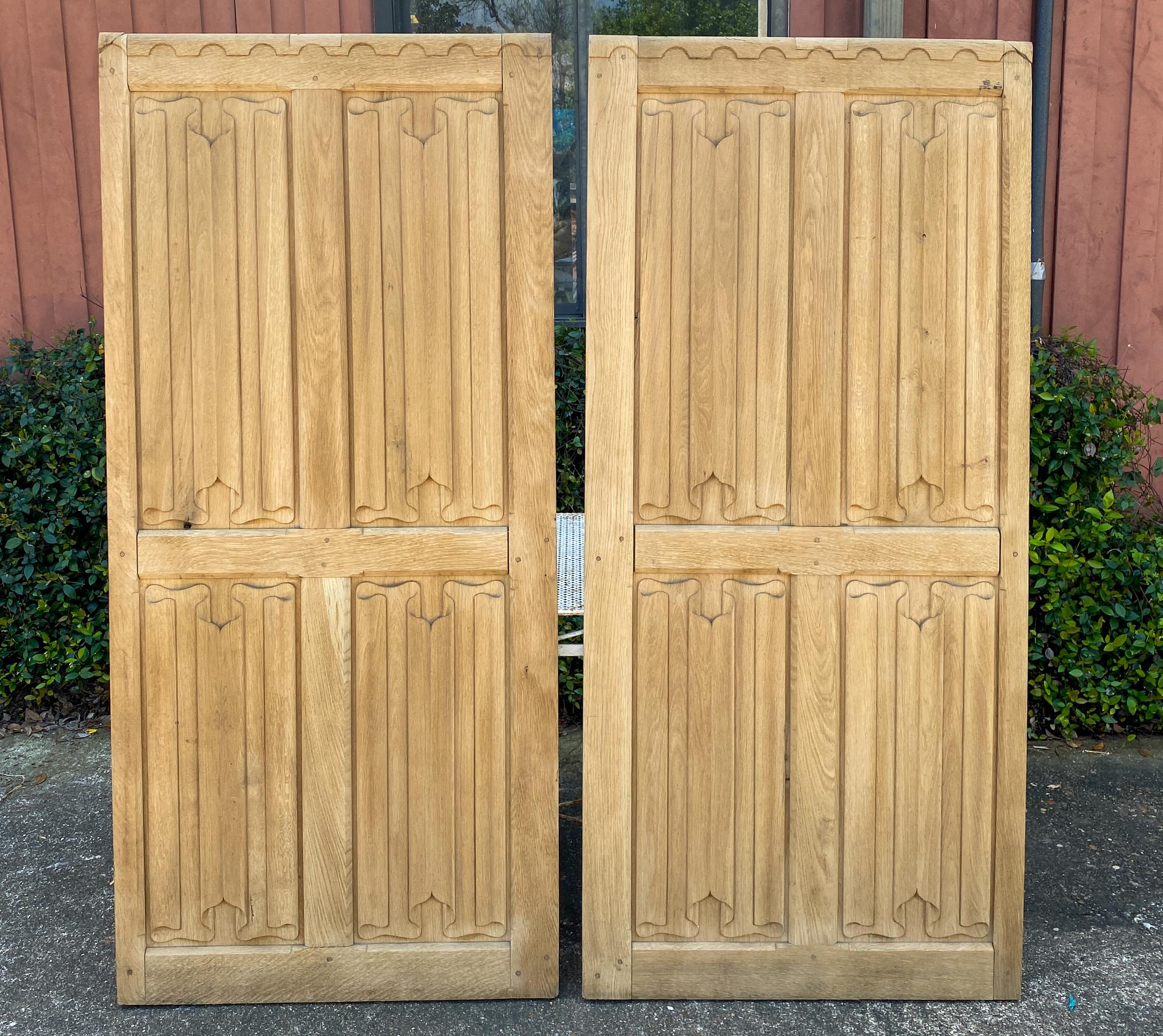 Late Victorian Set of Four Antique Hand Carved Wood Panels, circa 1850