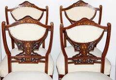 Ensemble de quatre chaises d'appoint anciennes incrustées, 19ème siècle